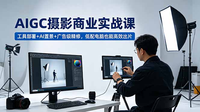 AIGC 摄影商业实战课，工具部署+AI置景+广告级精修，低配电脑也能高效出片-超级会员网