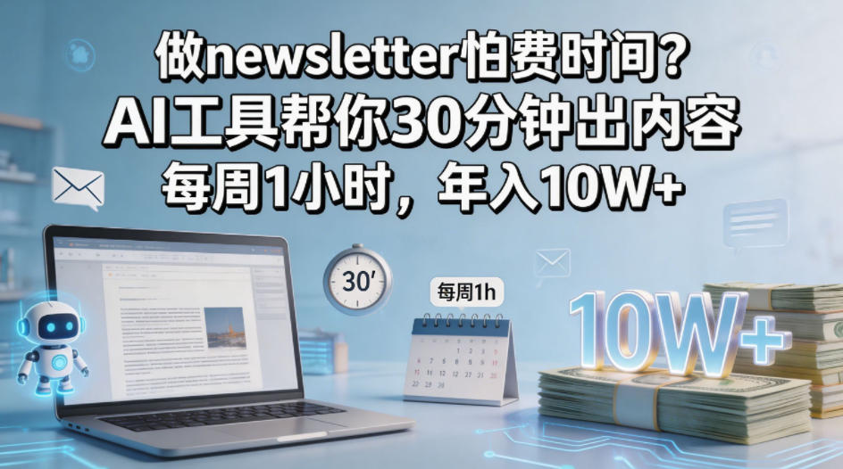 做newsletter怕费时间？AI工具帮你30分钟出内容，每周1小时，年入10W+！【原创双语字幕】-超级会员网