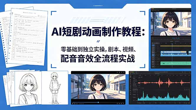 AI短剧动画制作教程：零基础到独立实操，剧本、视频、配音音效全流程实战-超级会员网