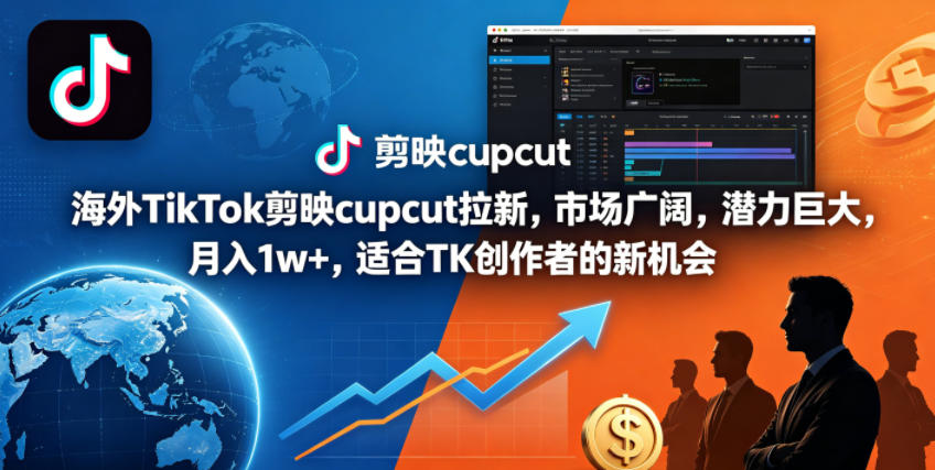 海外TikTok剪映cupcut拉新，市场广阔，潜力巨大，月入1w+，适合TK创作者的新机会-超级会员网