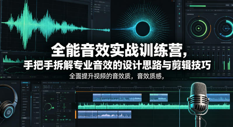 全能音效实战训练营，手把手拆解专业音效的设计思路与剪辑技巧，全面提升视频的音效质感-超级会员网