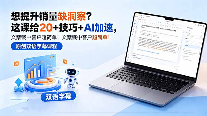 想提升销量缺洞察？这课给 20 + 技巧 + AI 加速，文案戳中客户超简单！【原创双语字幕】-超级会员网