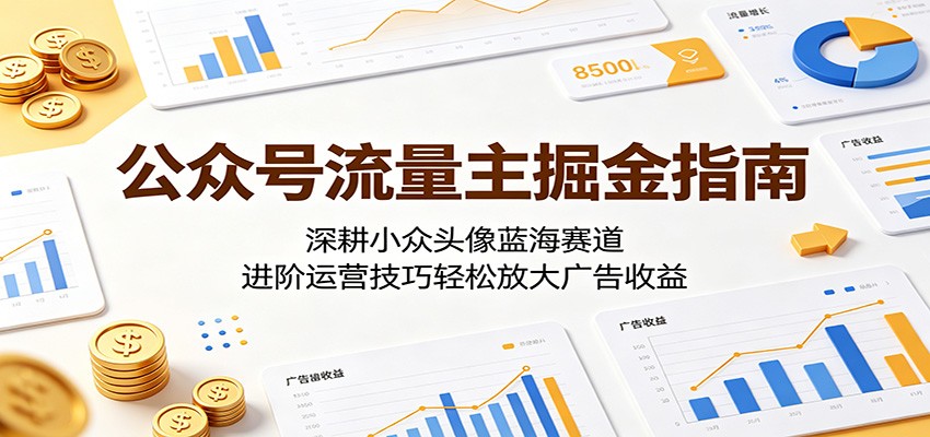 公众号流量主掘金指南：深耕小众头像蓝海赛道，进阶运营技巧轻松放大广告收益-超级会员网