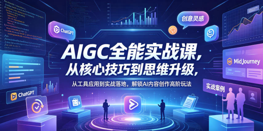 AIGC全能实战课，从核心技巧到思维升级，从工具应用到实战落地，解锁AI内容创作高阶玩法-超级会员网