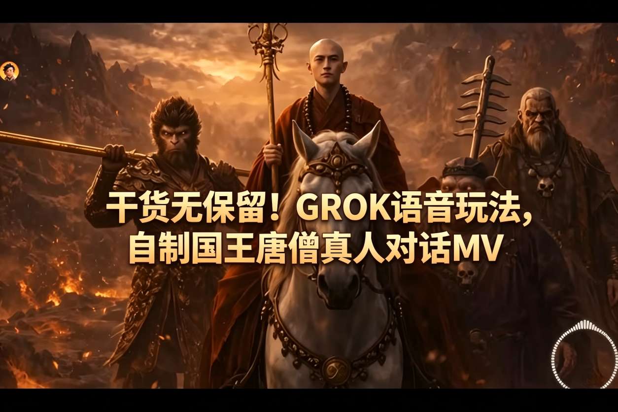 干货无保留！GROK语音玩法，自制国王唐僧真人对话MV-超级会员网
