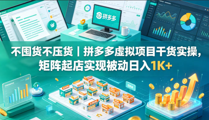 不囤货不压货｜拼多多虚拟项目干货实操，矩阵起店实现被动日入1K+【揭秘】-超级会员网