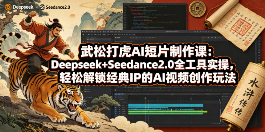 武松打虎AI短片制作课：Deepseek+Seedance2.0全工具实操，轻松解锁经典IP的AI视频创作玩法-超级会员网