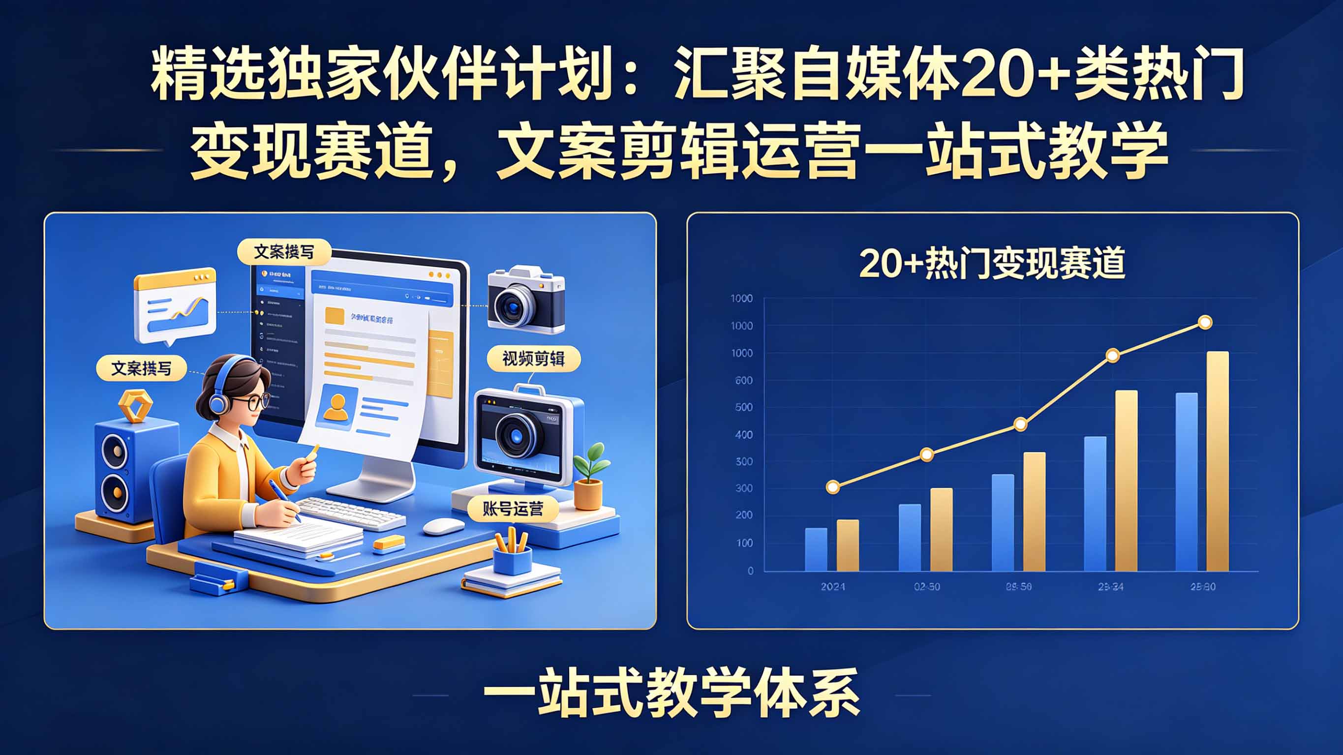 精选独家伙伴计划：汇聚自媒体20+类热门变现赛道，文案剪辑运营一站式教学-超级会员网