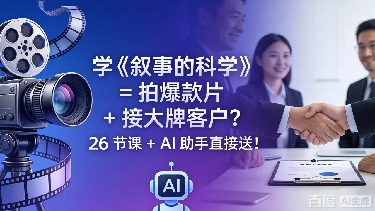 学《叙事的科学》= 拍爆款片 + 接大牌客户？26 节课 + AI 助手直接送！-超级会员网