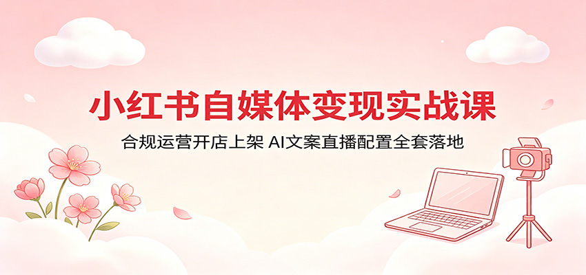 小红书自媒体变现实战课：合规运营开店上架，AI文案直播配置全套落地-超级会员网