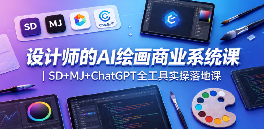 设计师的AI绘画商业系统课｜SD+MJ+ChatGPT全工具实操落地课-超级会员网
