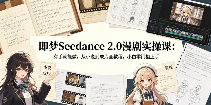 即梦Seedance 2.0漫剧实操课：有手就能做，从小说到成片全教程，小白零门槛上手-超级会员网