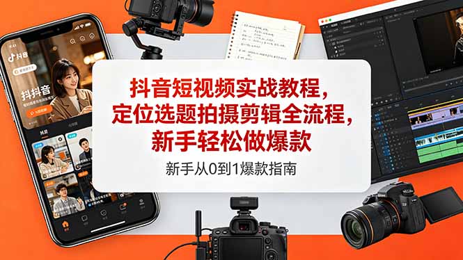 抖音短视频实战教程，定位选题拍摄剪辑全流程，新手轻松做爆款-超级会员网