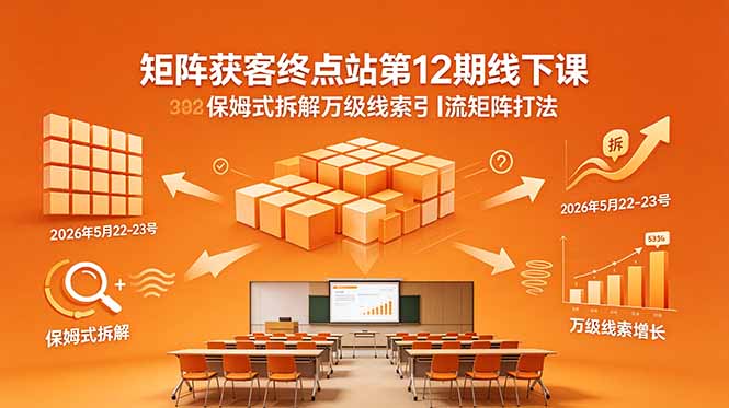 矩阵获客终点站第12期线下课 2026年5月22-23号 保姆式拆解万级线索引流矩阵打法-超级会员网