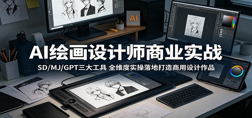 AI绘画设计师商业实战：SD/MJ/GPT三大工具，全维度实操落地打造商用设计作品-超级会员网