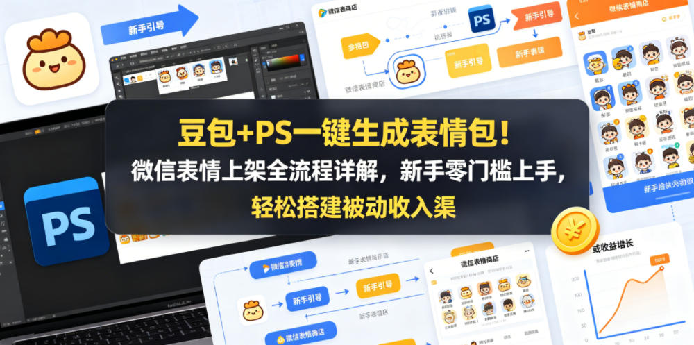 豆包+PS一键生成表情包！微信表情上架全流程详解，新手零门槛上手，轻松搭建被动收入渠道-超级会员网