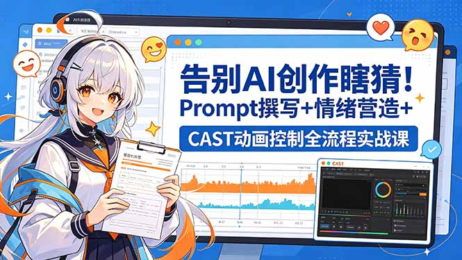 告别AI创作瞎猜！Prompt撰写+情绪营造+CAST动画控制全流程实战课-超级会员网