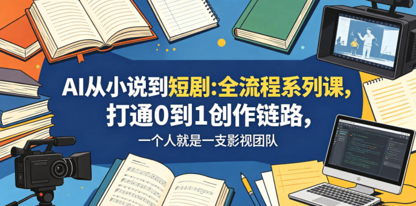 AI从小说到短剧全流程系列课，打通0到1创作链路，一个人就是一支影视团队-超级会员网