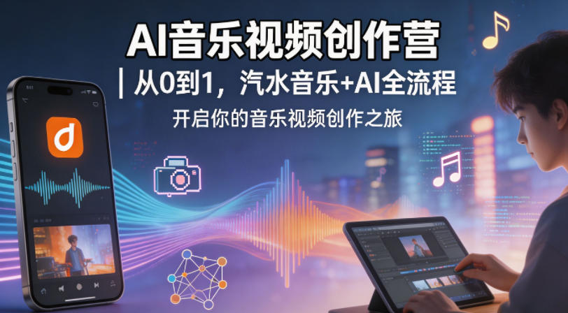 AI音乐视频创作营｜从0到1，汽水音乐+AI全流程，开启你的音乐视频创作之旅-超级会员网