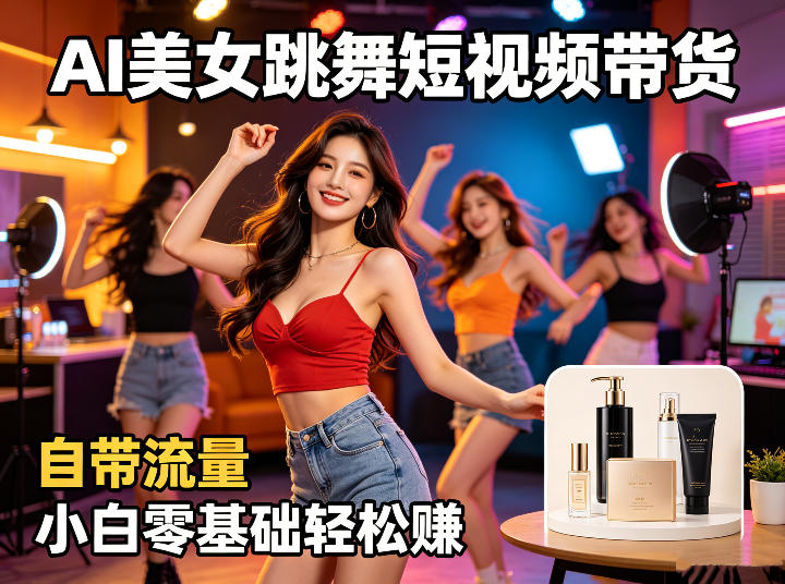 AI美女跳舞短视频带货：自带流量，小白零基础轻松賺，详细拆解-超级会员网