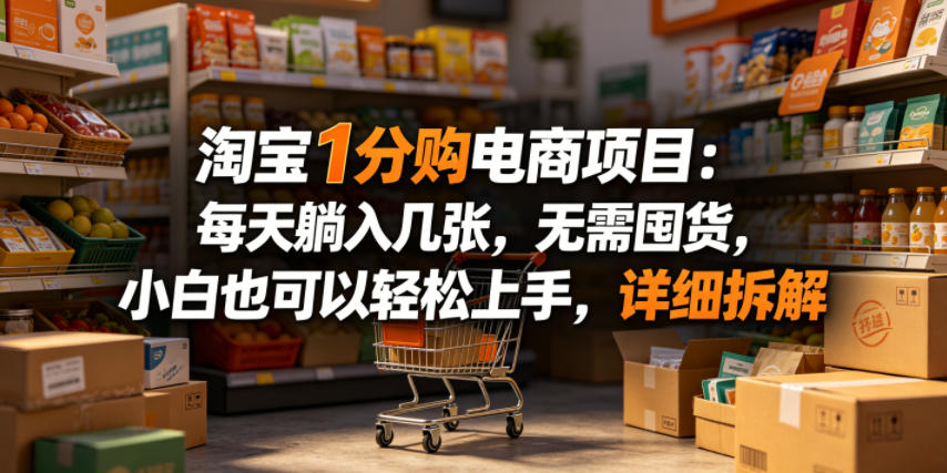 淘宝1分购电商项目：每天躺入几张，无需囤货，小白也可以轻松上手，详细拆解-超级会员网