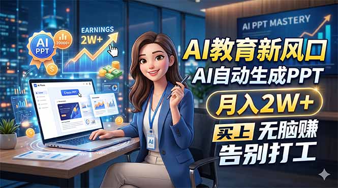 AI教育新风口，AI自动生成PPT，月入2W+，无脑赚，告别打工-超级会员网