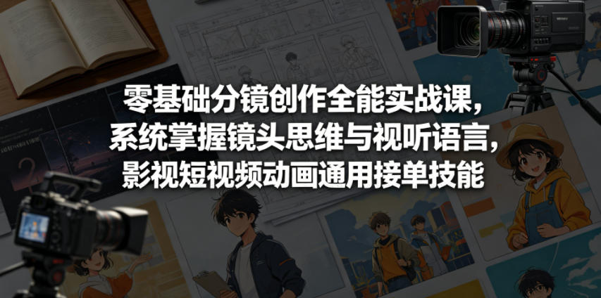 零基础分镜创作全能实战课，系统掌握镜头思维与视听语言，影视短视频动画通用接单技能-超级会员网