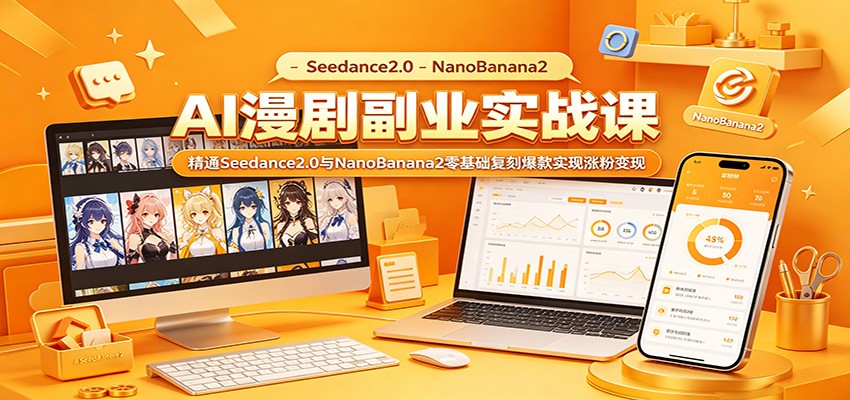 AI漫剧副业实战课：精通Seedance2.0与NanoBanana2零基础复刻爆款实现涨粉变现-超级会员网