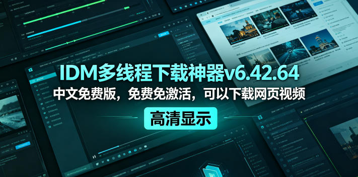 IDM多线程下载神器v6.42.64中文免费版，免费免激活，可以下载网页视频(例如飞书文档内的视频)-超级会员网