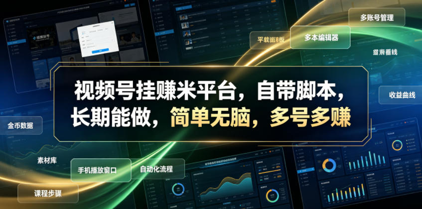 视频号挂賺米平台，自带脚本，长期能做，简单无脑，多号多賺【揭秘】-超级会员网