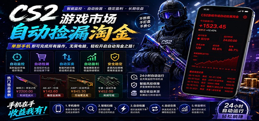 CSGO挂机捡漏项目通过利用游戏饰品交易机制，结合薄凉软件辅助捡漏，实现盈利-超级会员网
