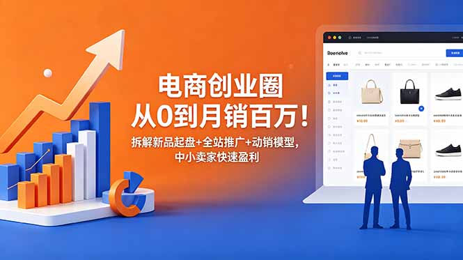 电商创业圈从0到月销百万！拆解新品起盘+全站推广+动销模型，中小卖家快速盈利-超级会员网