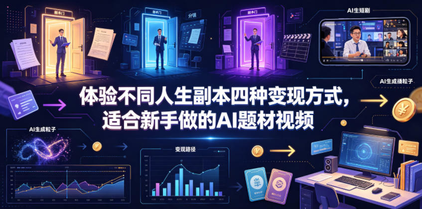 体验不同人生副本四种变现方式，适合新手做的AI题材视频-超级会员网