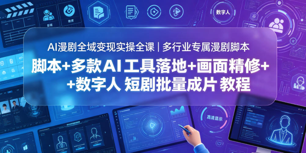 AI漫剧全域变现实操全课｜多行业专属漫剧脚本+多款AI工具落地+画面精修+数字人短剧批量成片全教程-超级会员网