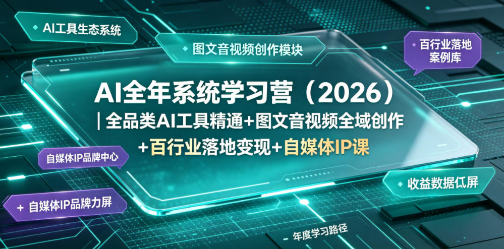 AI全年系统学习营(2026)｜全品类AI工具精通+图文音视频全域创作+百行业落地变现+自媒体IP打造年度进阶大课-超级会员网