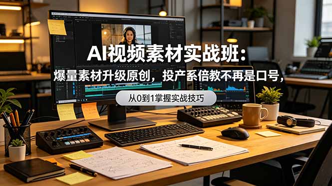 AI视频素材实战班：爆量素材升级原创，投产翻倍不再是口号，0-1系统教学实战落地-超级会员网