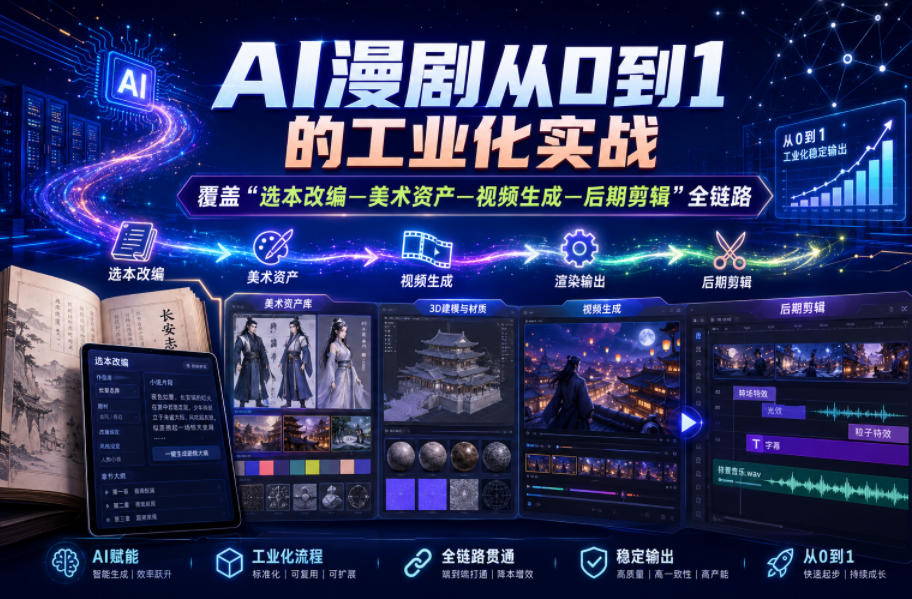 AI漫剧从0到1的工业化实战，覆盖“选本改编—美术资产—视频生成—后期剪辑”全链路(更新6月)-超级会员网