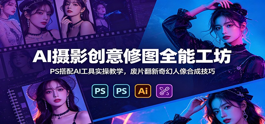 AI摄影创意修图全能工坊：PS搭配AI工具实操教学，废片翻新奇幻人像合成技巧-超级会员网