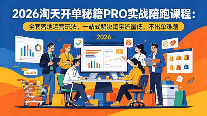 2026淘天开单秘籍PRO实战陪跑课程：全套落地运营玩法，一站式解决淘宝流量低、不出单难题-超级会员网