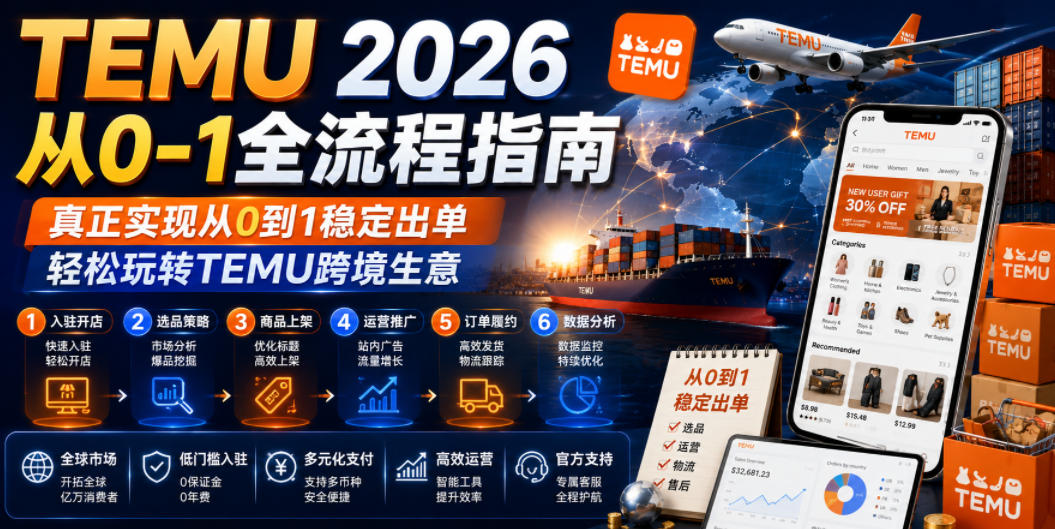 TEMU 2026从0-1全流程指南，真正实现从0到1稳定出单，轻松玩转TEMU跨境生意-超级会员网