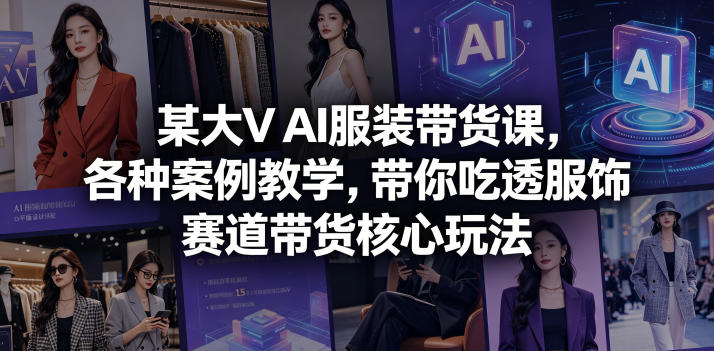 某大V AI服装带货课，各种案例教学，带你吃透服饰赛道带货核心玩法-超级会员网