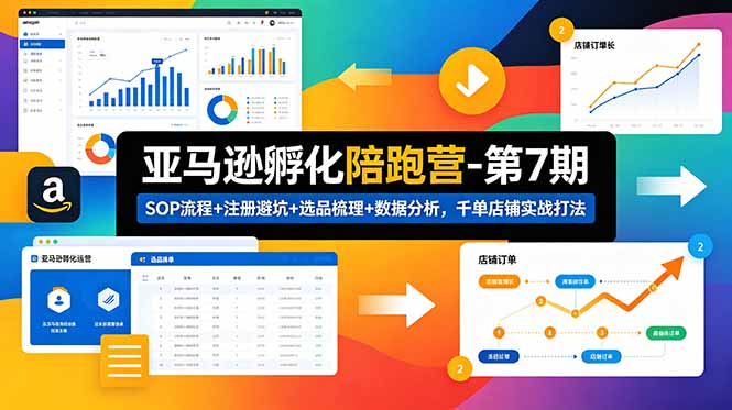 亚马逊孵化陪跑营-第7期：SOP流程+注册避坑+选品梳理+数据分析，千单店铺实战打法(更新0625-超级会员网
