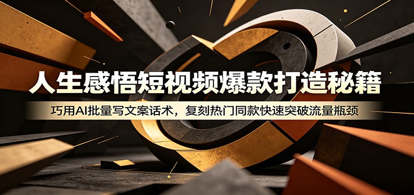 人生感悟短视频爆款打造秘籍：巧用A 批量写文案话术，复刻热门同款快速突破流量瓶颈-超级会员网