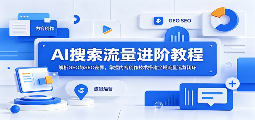 AI搜索流量进阶教程：解析GEO与SEO差异，掌握内容创作技术搭建全域流量运营闭环-超级会员网