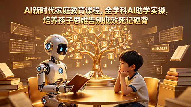 AI新时代家庭教育课程，全学科AI助学实操，培养孩子思维告别低效死记硬背-超级会员网