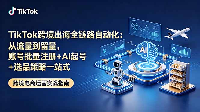 TikTok跨境出海全链路自动化：从流量到留量，账号批量注册+AI起号+选品策略一站式-超级会员网