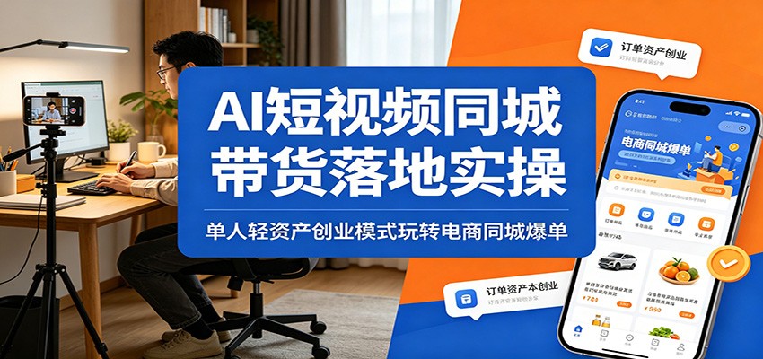 AI短视频同城带货落地实操：单人轻资产创业模式玩转电商同城爆单-超级会员网