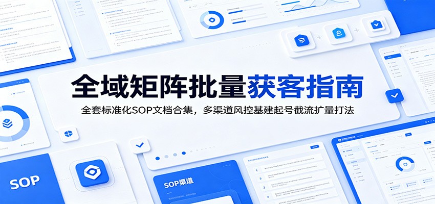 全域矩阵批量获客指南：全套标准化SOP文档合集，多渠道风控基建起号截流扩量打法-超级会员网
