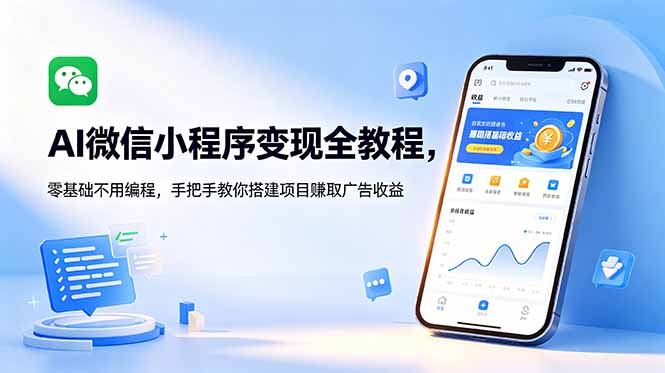 AI微信小程序变现全教程，零基础不用编程，手把手教你搭建项目赚取广告收益-超级会员网