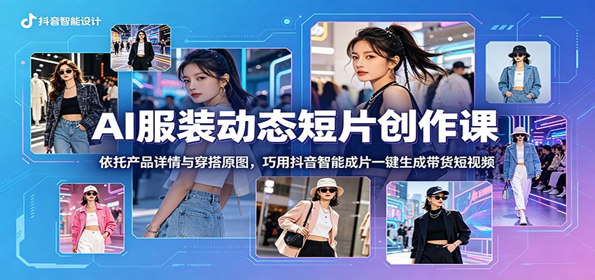 AI服装动态短片创作课:依托产品详情与穿搭原图,巧用抖音智能成片一键生成带货短视频-超级会员网